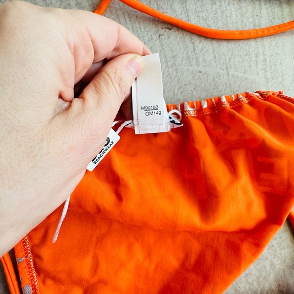 Dolce & Gabbana NWT Orange Silver metallic Monogram Logo string Bikini Y2K Small - Picture 14 of 16